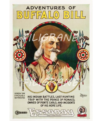 CINéMA ADVENTURES BUFFALO BILL Rwzl-POSTER/REPRODUCTION d1 AFFICHE VINTAGE hantent personnes