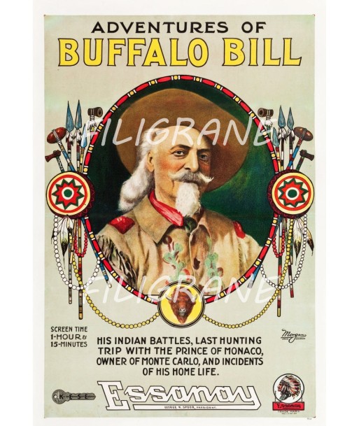 CINéMA ADVENTURES BUFFALO BILL Rwzl-POSTER/REPRODUCTION d1 AFFICHE VINTAGE hantent personnes