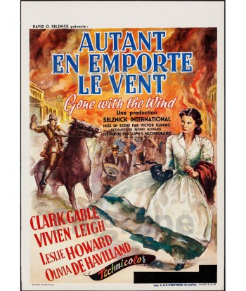 CINéMA AUTANT en EMPORTE le VENT Rrni-POSTER/REPRODUCTION d1 AFFICHE VINTAGE 2 - 3 jours ouvrés.