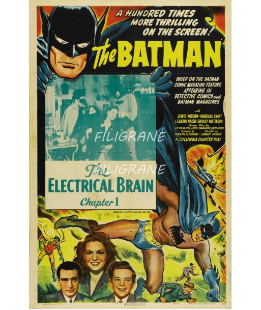 CINéMA BATMAN ELECTRICAL BRAIN Rwin-POSTER/REPRODUCTION d1 AFFICHE VINTAGE Jusqu'à 80% De Réduction