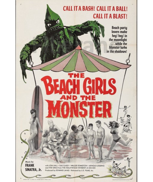 CINéMA BEACH GIRLS and MONSTER Rioz-POSTER/REPRODUCTION d1 AFFICHE VINTAGE livraison gratuite