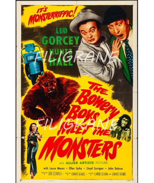 CINéMA BOWERY NOYS MEET MONSTERS Rhpy-POSTER/REPRODUCTION d1 AFFICHE VINTAGE france