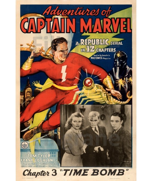 CINéMA CAPTAIN MARVEL TIME BOMB Rbxn-POSTER/REPRODUCTION d1 AFFICHE VINTAGE Véritable concentré