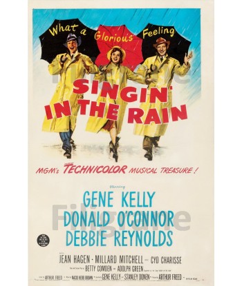 CINéMA CHANTONS sous la PLUIE Rsti-POSTER/REPRODUCTION d1 AFFICHE VINTAGE en linge