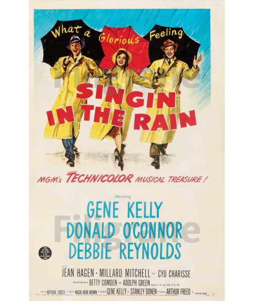 CINéMA CHANTONS sous la PLUIE Rsti-POSTER/REPRODUCTION d1 AFFICHE VINTAGE en linge