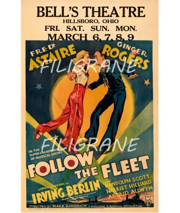 CINéMA FOLLOW the FLEET Rgbd-POSTER/REPRODUCTION d1 AFFICHE VINTAGE pas cher chine