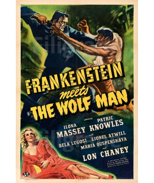 CINéMA FRANKENSTEIN THE WOLF MAN Rrtf-POSTER/REPRODUCTION d1 AFFICHE VINTAGE En savoir plus