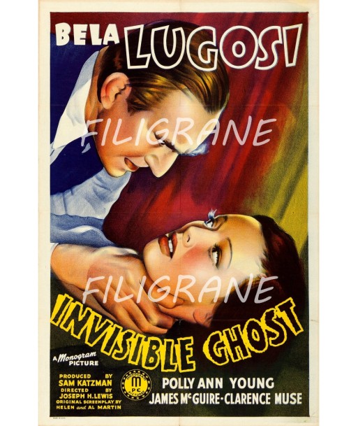 CINéMA INVISIBLE GHOST FLM Rdql-POSTER/REPRODUCTION d1 AFFICHE VINTAGE hantent personnes