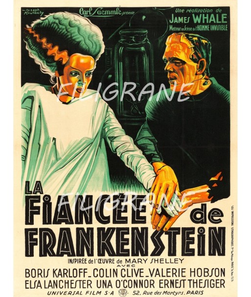 CINéMA LA FIANCéE de FRANKENSTEIN Rvbz-POSTER/REPRODUCTION d1 AFFICHE VINTAGE Véritable concentré