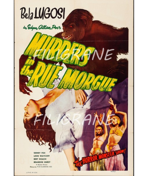 CINéMA MURDERS in the RUE MORGUE Rbba-POSTER/REPRODUCTION d1 AFFICHE VINTAGE Venez découvrir notre 