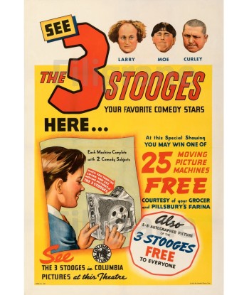 CINéMA THE 3 STOOGES Rbuv-POSTER/REPRODUCTION d1 AFFICHE VINTAGE 50-70% off 