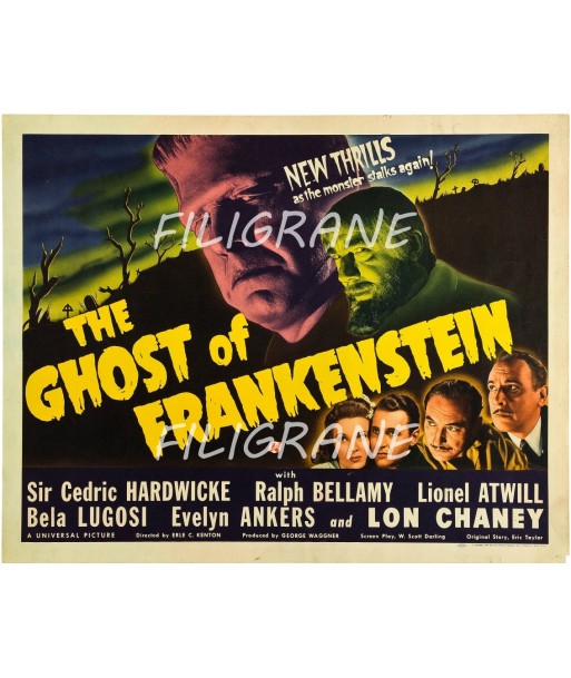 CINéMA THE GHOST of FRANKENSTEIN Reny-POSTER/REPRODUCTION d1 AFFICHE VINTAGE À commander