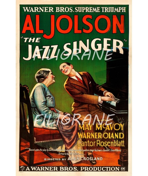 CINéMA THE JAZZ SINGER AL JOLSON Rroa-POSTER/REPRODUCTION d1 AFFICHE VINTAGE les ctes