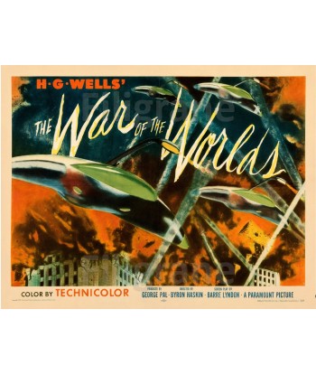 CINéMA THE WAR of the WORLDS Rreu-POSTER/REPRODUCTION d1 AFFICHE VINTAGE en linge