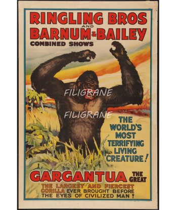 CIRQUE GARGANTUA RINGLING BROS Rdpx-POSTER/REPRODUCTION d1 AFFICHE VINTAGE JUSQU'A -70%! 