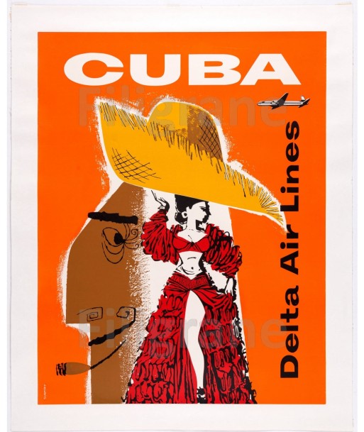 CUBA DELTA AIRLINES Retx-POSTER/REPRODUCTION d1 AFFICHE VINTAGE Par le système avancé 