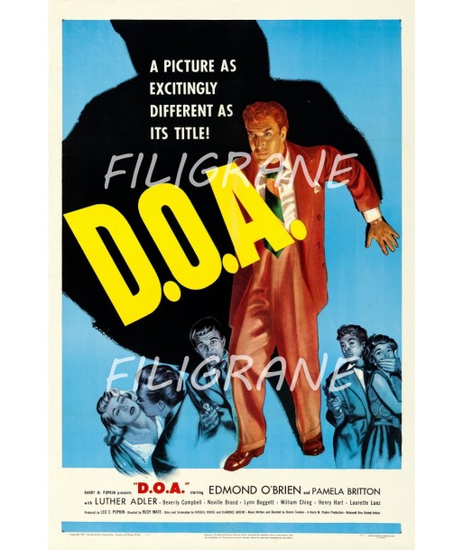 D.O.A FILM Rnxn-POSTER/REPRODUCTION d1 AFFICHE VINTAGE de pas cher