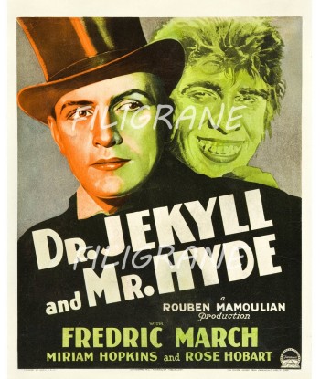 Dr JEKYLL Mr HYDE FILM Rfug-POSTER/REPRODUCTION d1 AFFICHE VINTAGE rembourrage situé sous