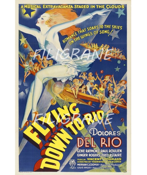 FLYING DOWN TO RIO FILM Ryit-POSTER/REPRODUCTION d1 AFFICHE VINTAGE pas chere