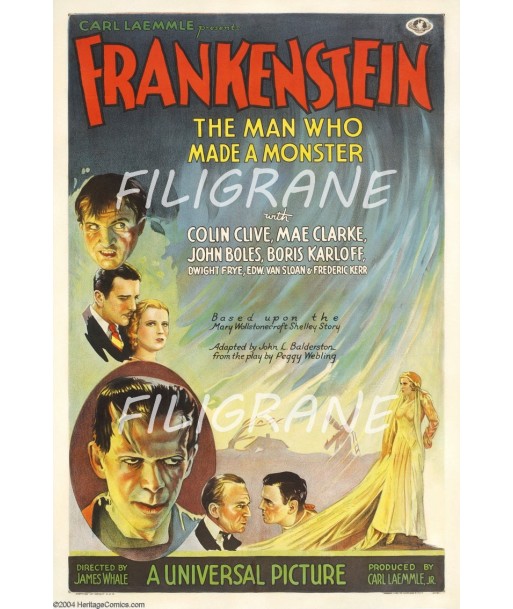 FRANKENSTEIN FILM Rpfa-POSTER/REPRODUCTION d1 AFFICHE VINTAGE le concept de la Pate a emporter 