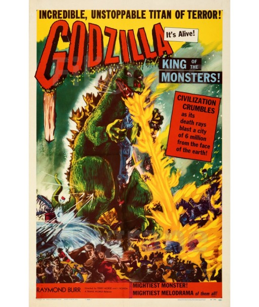 GODZILLA FILM Rsou-POSTER/REPRODUCTION d1 AFFICHE VINTAGE d'Europe débarque