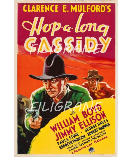 HOP A LONG CASSIDY FILM Ryrx-POSTER/REPRODUCTION d1 AFFICHE VINTAGE 2 - 3 jours ouvrés.