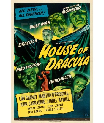 HOUSE of DRACULA FILM Reof-POSTER/REPRODUCTION d1 AFFICHE VINTAGE français