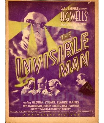 INVISIBLE MAN FILM Rcem-POSTER/REPRODUCTION d1 AFFICHE VINTAGE brillant des détails fins