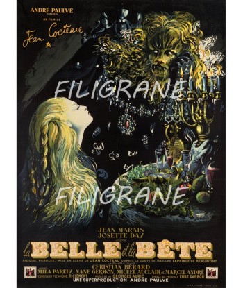 LA BELLE et la BêTE FILM Rmhk-POSTER/REPRODUCTION d1 AFFICHE VINTAGE pas chere