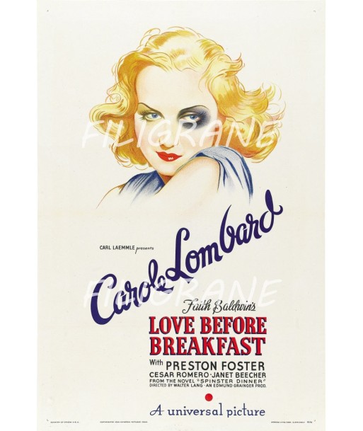 LOVE BEFORE BREAKFAST FILM Ryym-POSTER/REPRODUCTION d1 AFFICHE VINTAGE de technologie