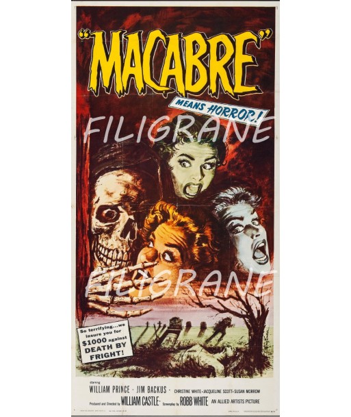 MACABRE FILM Rfrb-POSTER/REPRODUCTION d1 AFFICHE VINTAGE de l' environnement