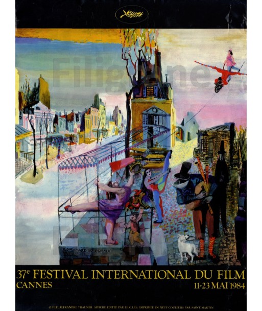 FESTIVAL de CANNES 1984 - AFFICHE ORIGINALE 60x80cm avec marques d'usage plus qu'un jeu 